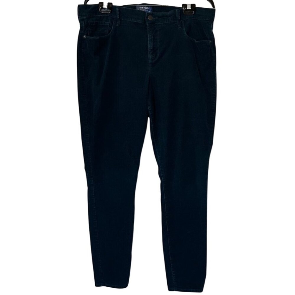 Women's Old Navy Rockstar Mid-Rise Teal Blue Corduroy Pants Cotton Blend Size 14